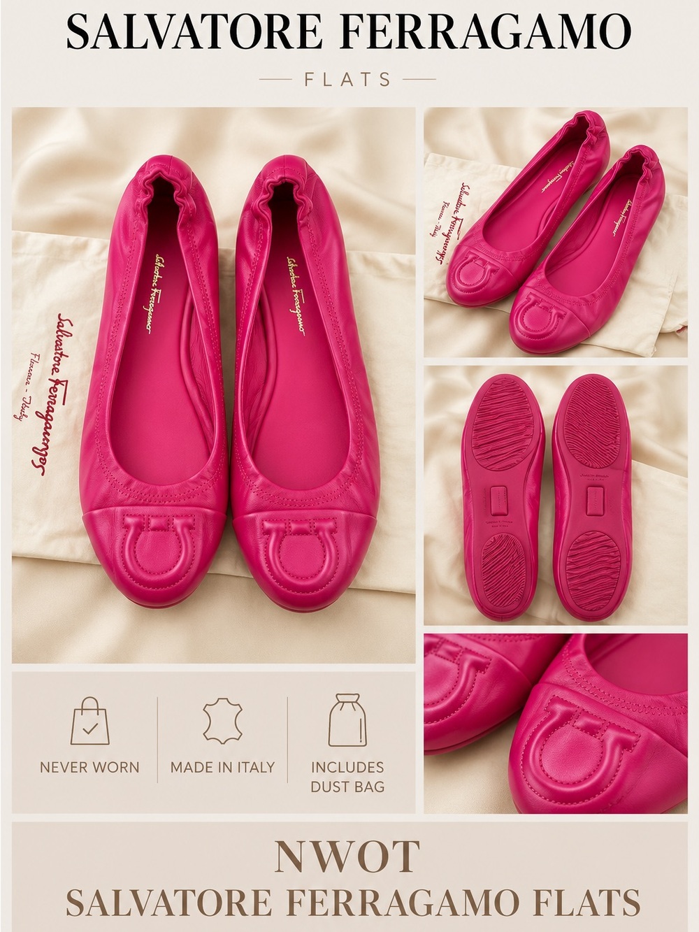 NWOT SALVATORE FERRAGAMO FLATS